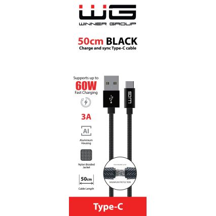 Winner Group - USB kabl USB-C / USB-A 60 W 50 cm crna