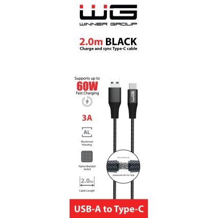 Winner Group - USB kabl USB-C / USB-A 60W 2m crni