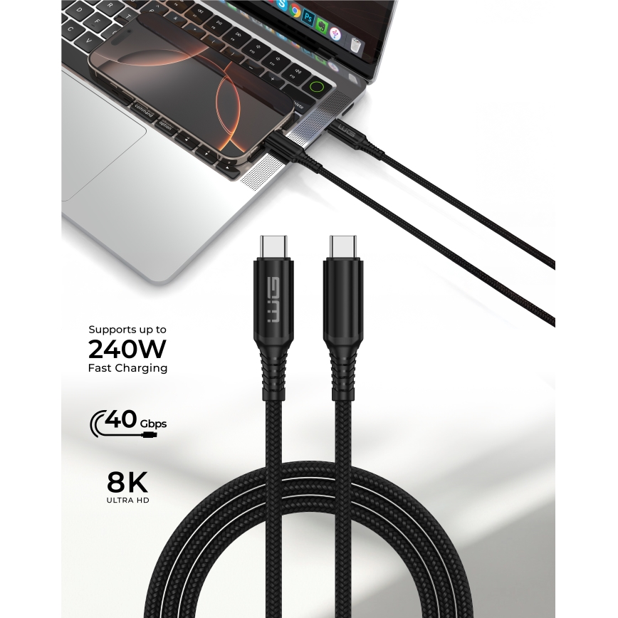 Winner Group - USB kabl USB-C / USB-C 240W 1m crna