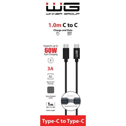 Winner Group - USB kabl USB-C / USB-C 60W 1m crni
