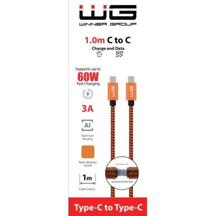 Winner Group - USB kabl USB-C / USB-C 60W 1m narandžasti