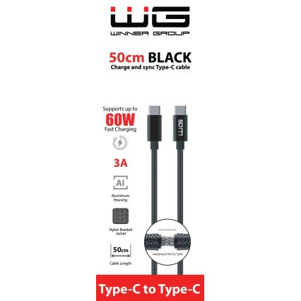 Winner Group - USB kabl USB-C / USB-C 60W 50cm crna