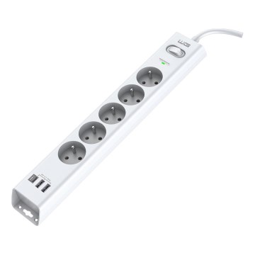 Winner Group - Zaštita od prenapona 5 utičnica + 2xUSB-A + 1xUSB-C bela