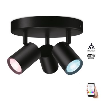 WiZ - IMAGEO LED RGBW prigušiva ugradna spot lampa 3xGU10/4,9W/230V 2200-6500K Wi-Fi CRI 90 crna