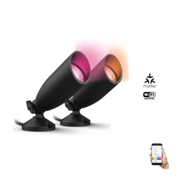 WiZ - KOMPLET 2x LED RGBW prigušiva spoljašnja SPOT LED/10W/230V 2700-5000K IP65 Wi-Fi