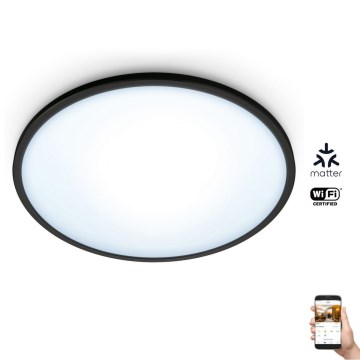 WiZ - LED prigušiva plafonska svetiljka SUPERSLIM LED/16W/230V 2700-6500K Wi-Fi crna