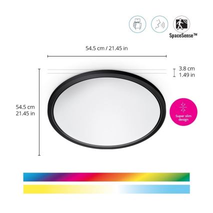 WiZ - LED RGB prigušiva plafonska lampa SUPERSLIM LED/32W/230V 2700-6500K Wi-Fi crna