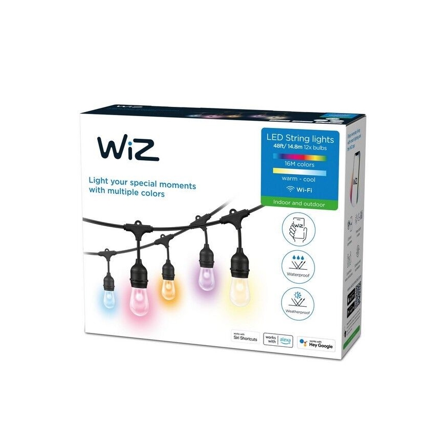 WiZ - LED RGBW prigušiva spoljna girlanda 12xLED 14,4m IP65 2700-5000K Wi-Fi