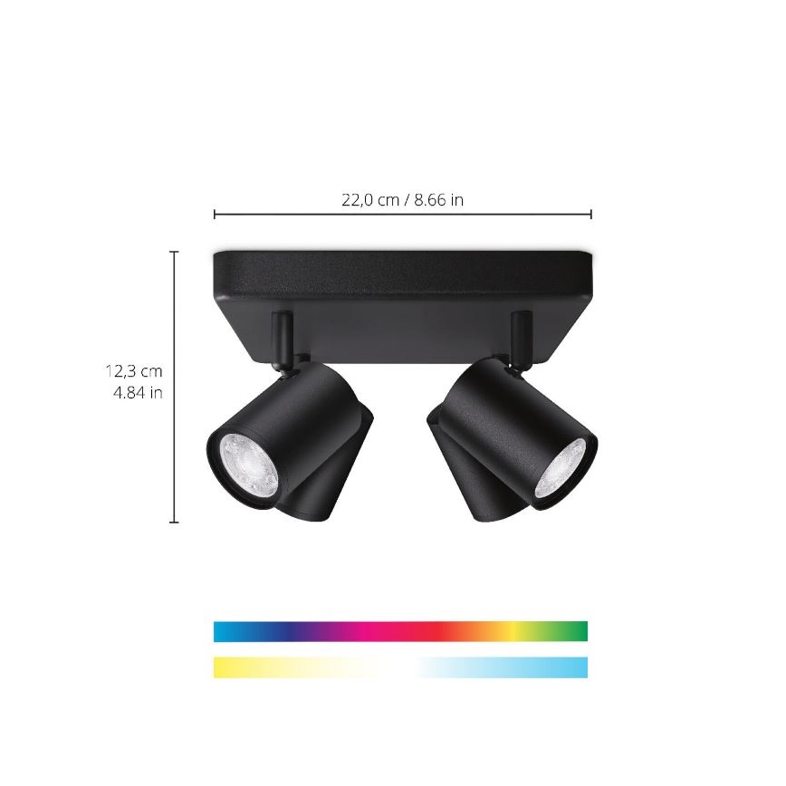 WiZ - LED RGBW prigušiva ugradna spot svetiljka IMAGEO 4xGU10/4,9W/230V 2200-6500K Wi-Fi CRI 90 crna