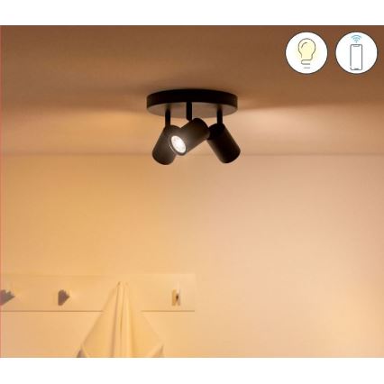 WiZ - IMAGEO LED RGBW prigušiva ugradna spot lampa 3xGU10/4,9W/230V 2200-6500K Wi-Fi CRI 90 crna