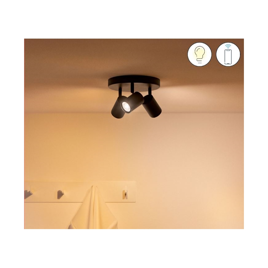 WiZ - IMAGEO LED RGBW prigušiva ugradna spot lampa 3xGU10/4,9W/230V 2200-6500K Wi-Fi CRI 90 crna