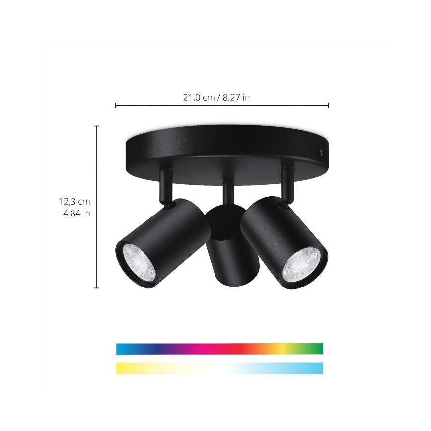 WiZ - IMAGEO LED RGBW prigušiva ugradna spot lampa 3xGU10/4,9W/230V 2200-6500K Wi-Fi CRI 90 crna