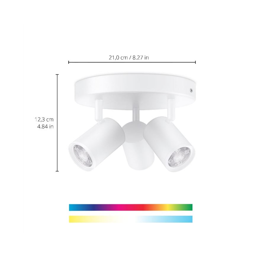 WiZ - LED RGBW prigušiva ugradna spot svetiljka IMAGEO 3xGU10/4,9W/230V 2200-6500K Wi-Fi CRI 90 bela