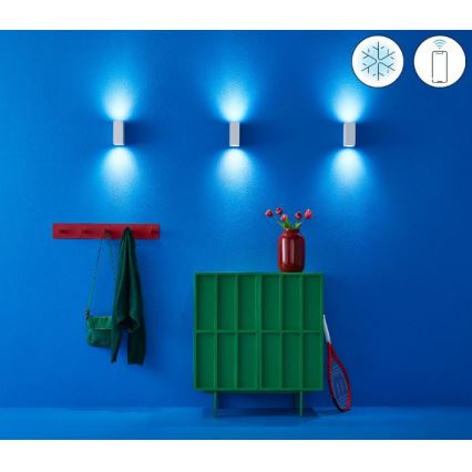 WiZ - LED RGBW prigušiva zidna svetiljka UP&DOWN 2xGU10/4,7W/230V 2200-6500K Wi-Fi CRI 90 bela