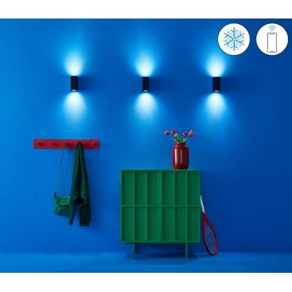 WiZ -LED RGBW prigušiva zidna svetiljka UP&DOWN 2xGU10/4,7W/230V 2200-6500K Wi-Fi CRI 90 crna