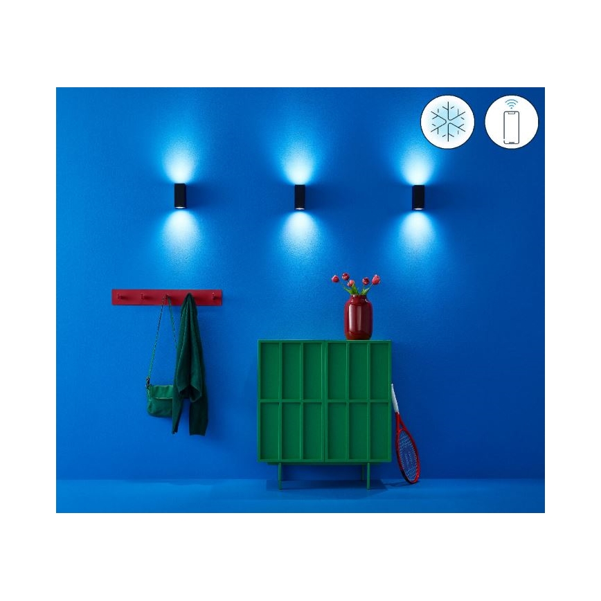 WiZ -LED RGBW prigušiva zidna svetiljka UP&DOWN 2xGU10/4,7W/230V 2200-6500K Wi-Fi CRI 90 crna