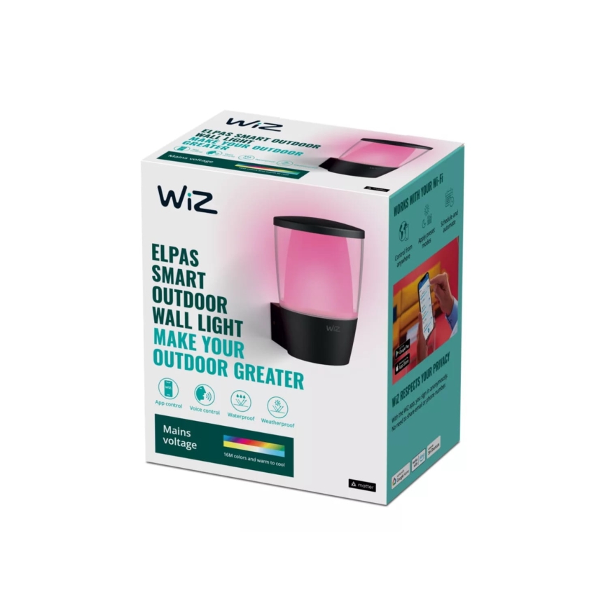 WiZ - LED RGBW prigušiva spoljašnje zidno svetlo ELPAS LED/8,5W/230V 2700–5000K IP44 Wi-Fi