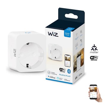 WiZ - Pametna utičnica F 2300W + merač potrošnje Wi-Fi SCHUKO