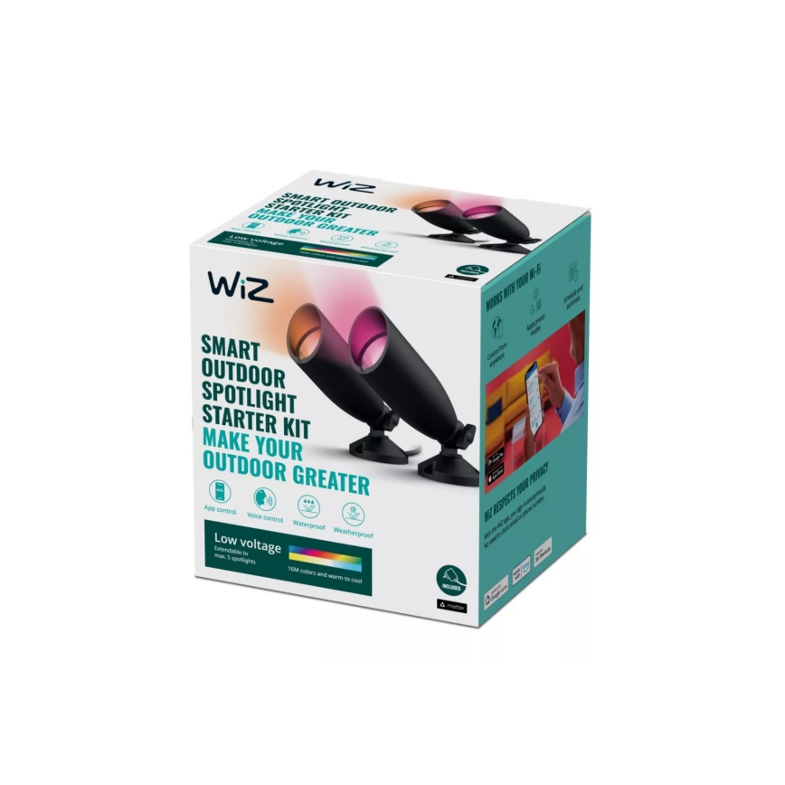 WiZ - KOMPLET 2x LED RGBW prigušiva spoljašnja SPOT LED/10W/230V 2700-5000K IP65 Wi-Fi