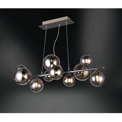Wofi 6014.10.24.9000 - LED luster na sajli VILLA 10xG9/3W/230V crna/sjajni hrom