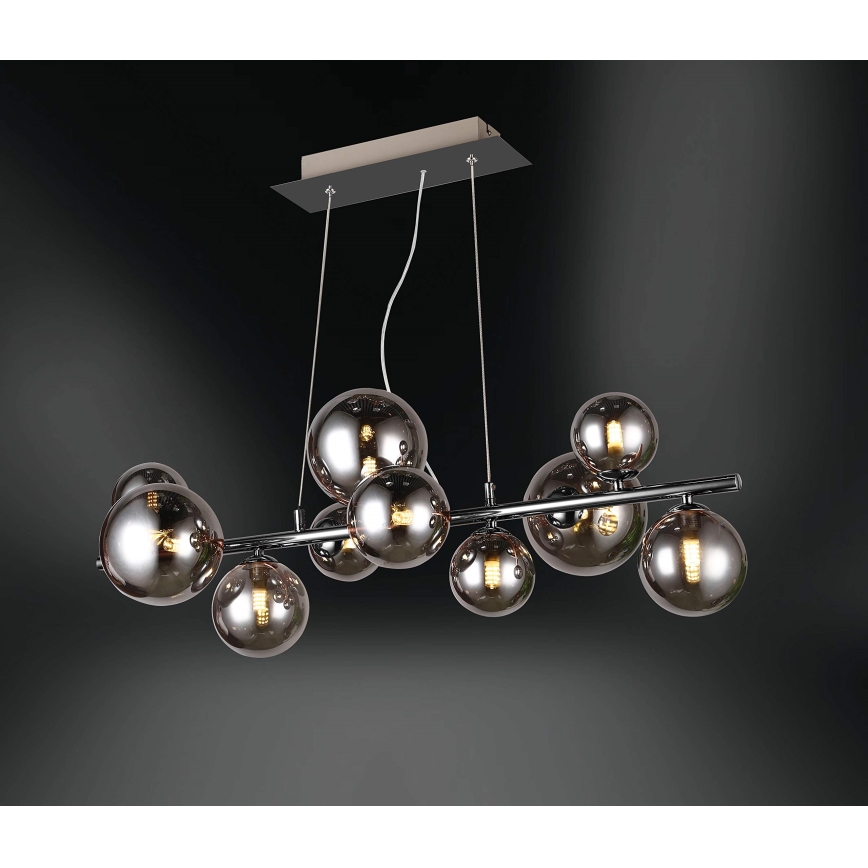 Wofi 6014.10.24.9000 - LED luster na sajli VILLA 10xG9/3W/230V crna/sjajni hrom