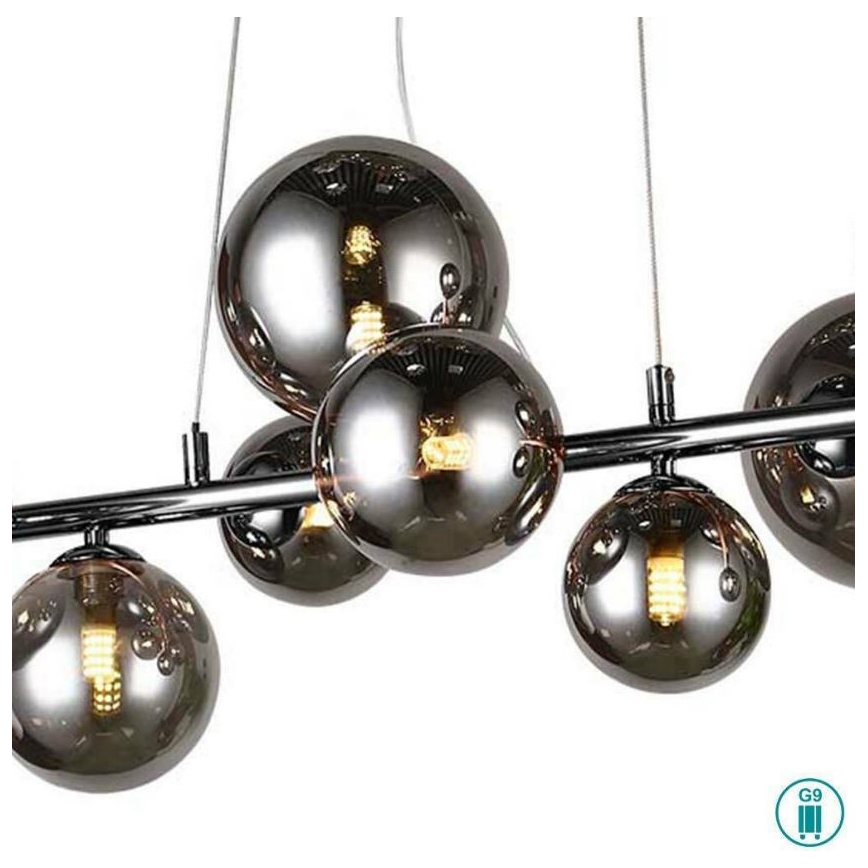 Wofi 6014.10.24.9000 - LED luster na sajli VILLA 10xG9/3W/230V crna/sjajni hrom