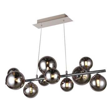 Wofi 6014.10.24.9000 - LED luster na sajli VILLA 10xG9/3W/230V crna/sjajni hrom