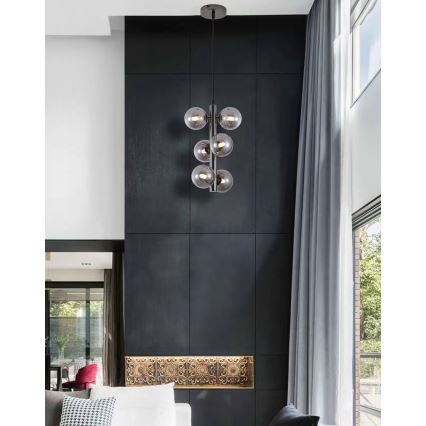 Wofi 6014-605W - LED luster na sajli VILLA 6xG9/3W/230V crna