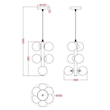 Wofi 6014-605W - LED luster na sajli VILLA 6xG9/3W/230V crna
