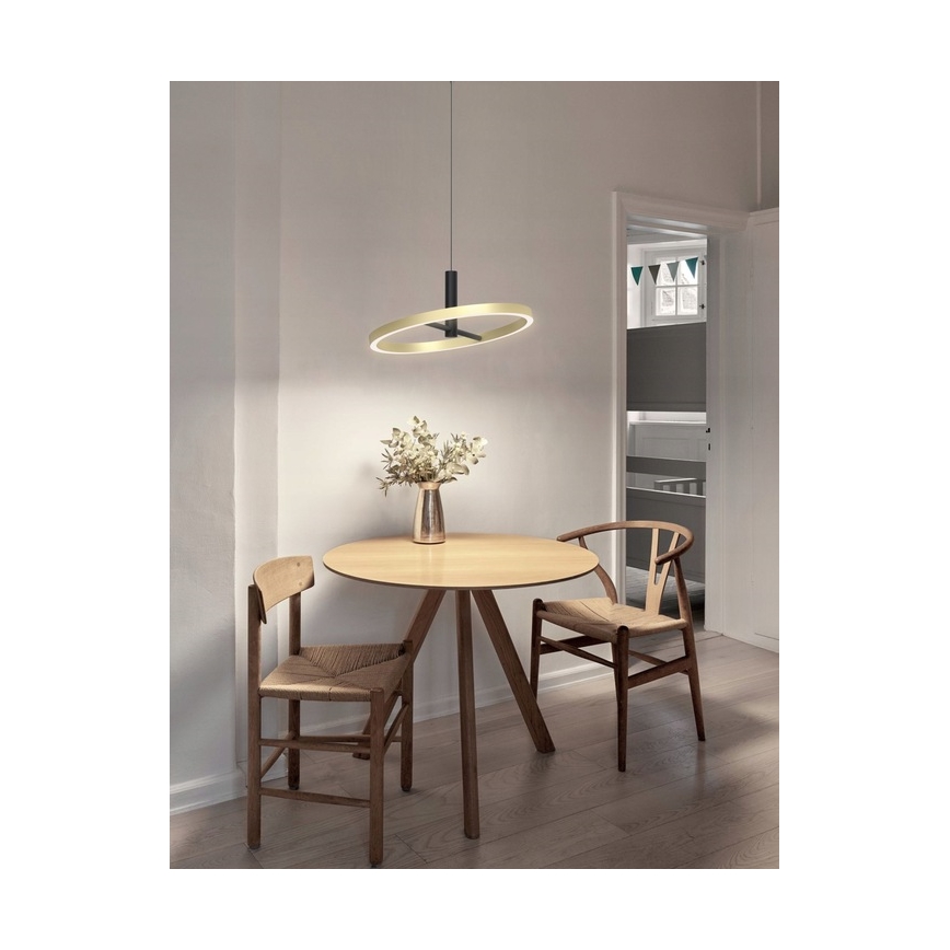 Wofi 6016-104L - LED prigušiva luster na sajli BREST LED/19W/230V prečnik 42 cm crna/zlatna