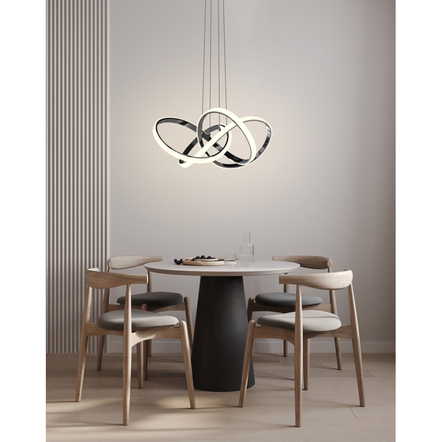 Wofi 6134-105L - LED prigušiva luster na sajli INDIGO LED/50W/230V crna/sjajni hrom