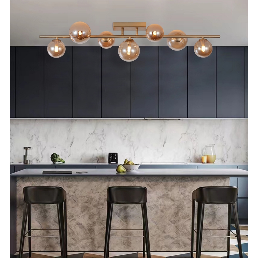 Wofi 7014-701W - LED plafonski luster VILLA 7xG9/3W/230V u zlatnoj boji