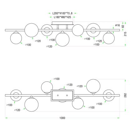 Wofi 7014-705W - LED plafonski luster VILLA 7xG9/3W/230V crna