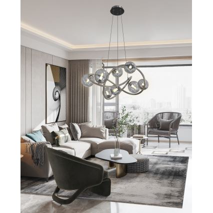 Wofi 7014-805 - LED luster na sajli NANCY 8xG9/3,5W/230V crna/sjajni hrom