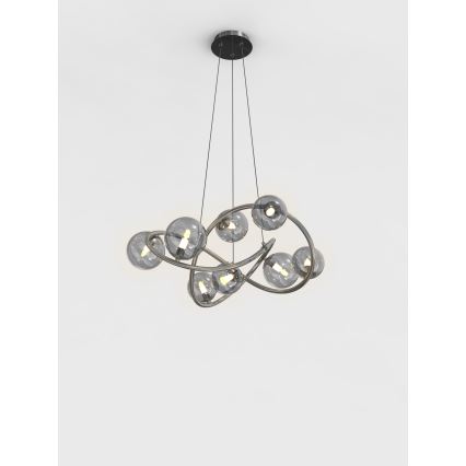 Wofi 7014-805 - LED luster na sajli NANCY 8xG9/3,5W/230V crna/sjajni hrom
