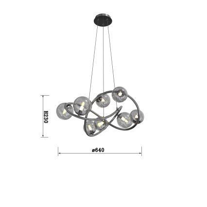 Wofi 7014-805 - LED luster na sajli NANCY 8xG9/3,5W/230V crna/sjajni hrom