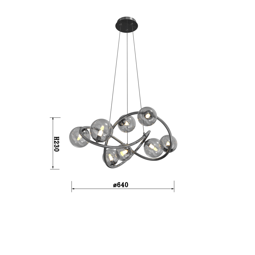 Wofi 7014-805 - LED luster na sajli NANCY 8xG9/3,5W/230V crna/sjajni hrom