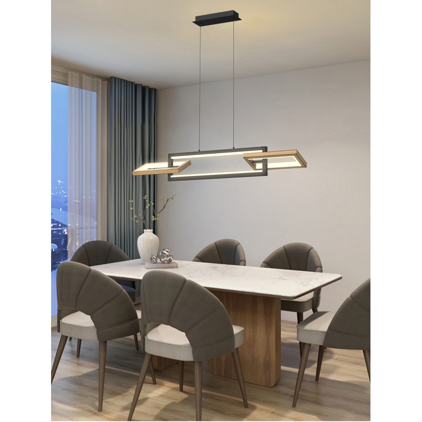 Wofi 7022-306- LED prigušiva luster na sajli MATERA LED/30W/230V crna/smeđa