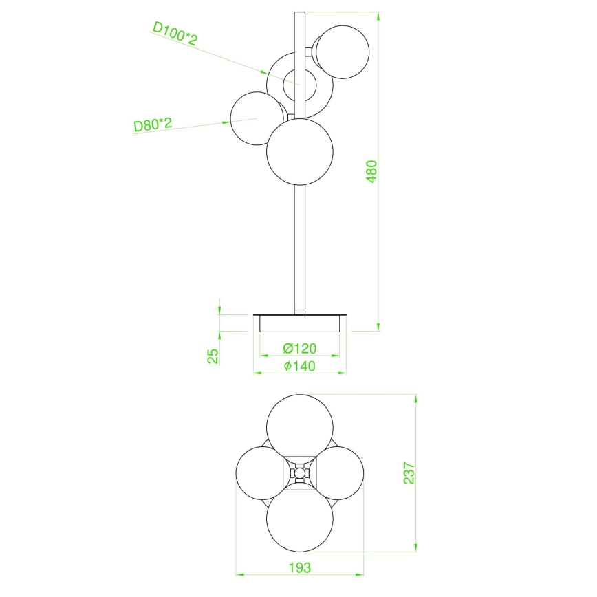 Wofi 8014.04.24.9000 - LED stona lampa VILLA 4xG9/3W/230V crna