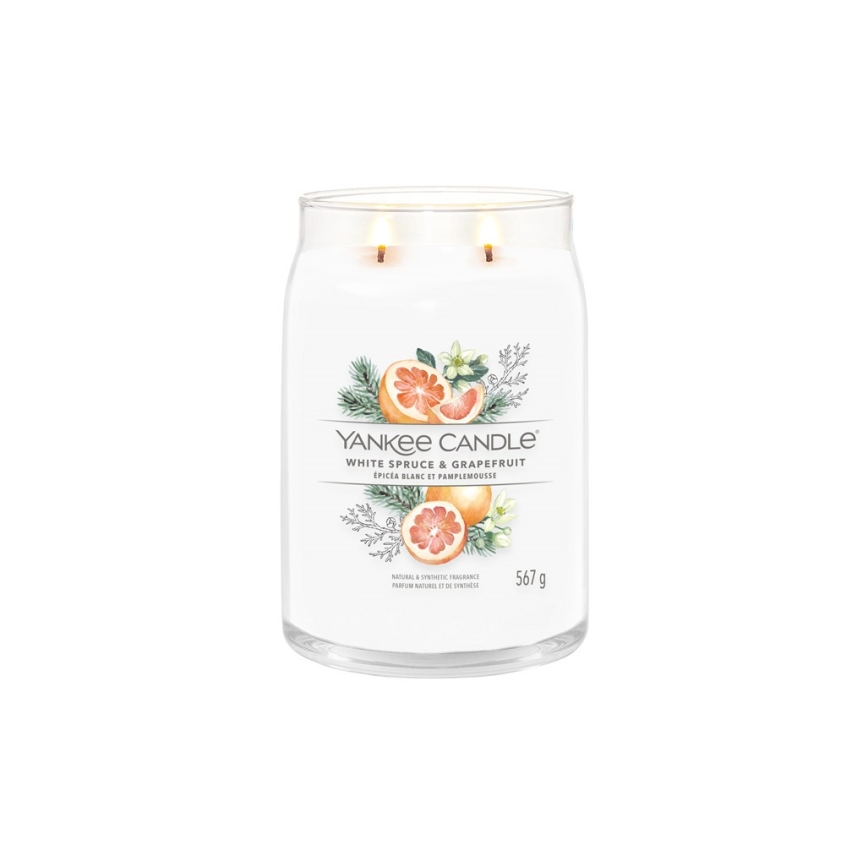 Yankee Candle - Mirisna sveća WHITE SPRUCE & GRAPEFRUIT velika 567 g 60-90 sati