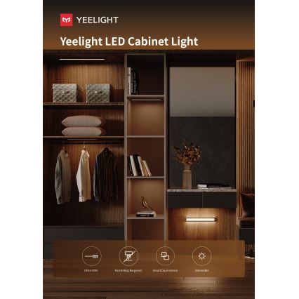 Yeelight - punjivo LED prigušiva osvetljenje za nameštaj sa senzorom LED/2,3W/1500 mAh 4000K 40 cm srebrno