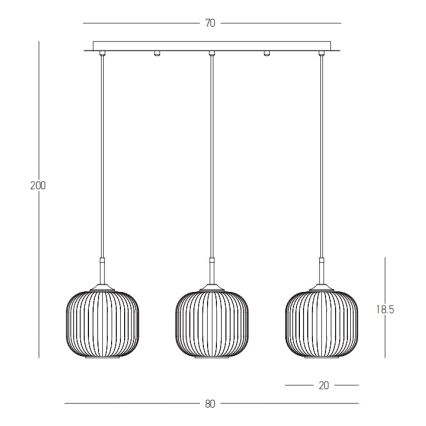 Zambelis 22074 - Luster na sajli 3xE27/40W/230V