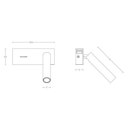 Zambelis H75 - LED zidna svetiljka LED/3W/230V USB crna