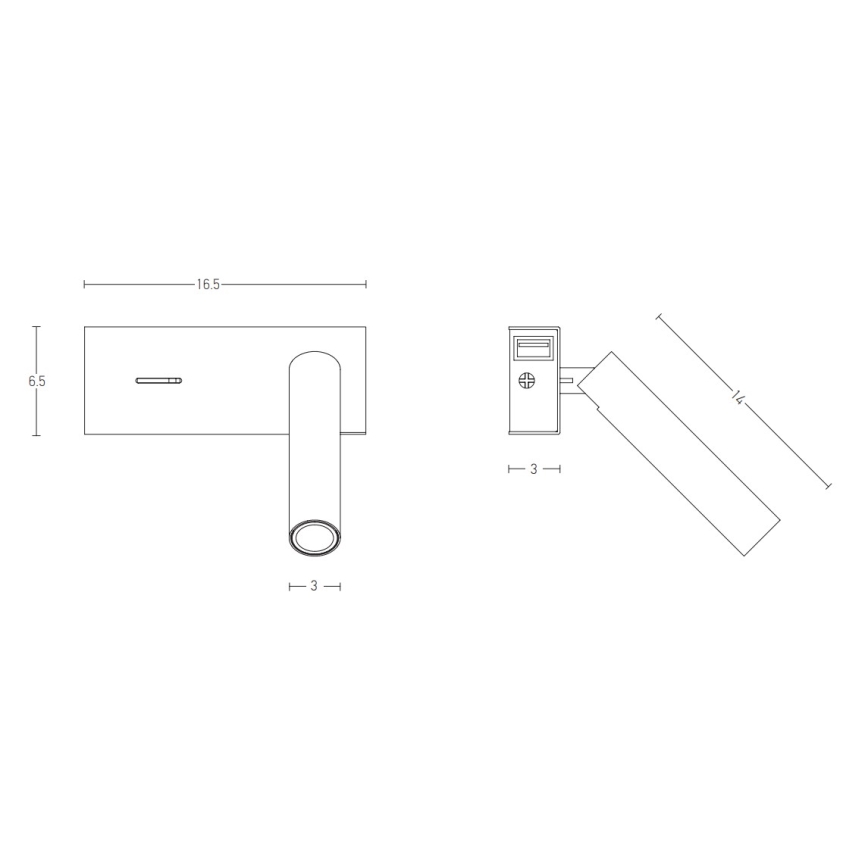 Zambelis H75 - LED zidna svetiljka LED/3W/230V USB crna