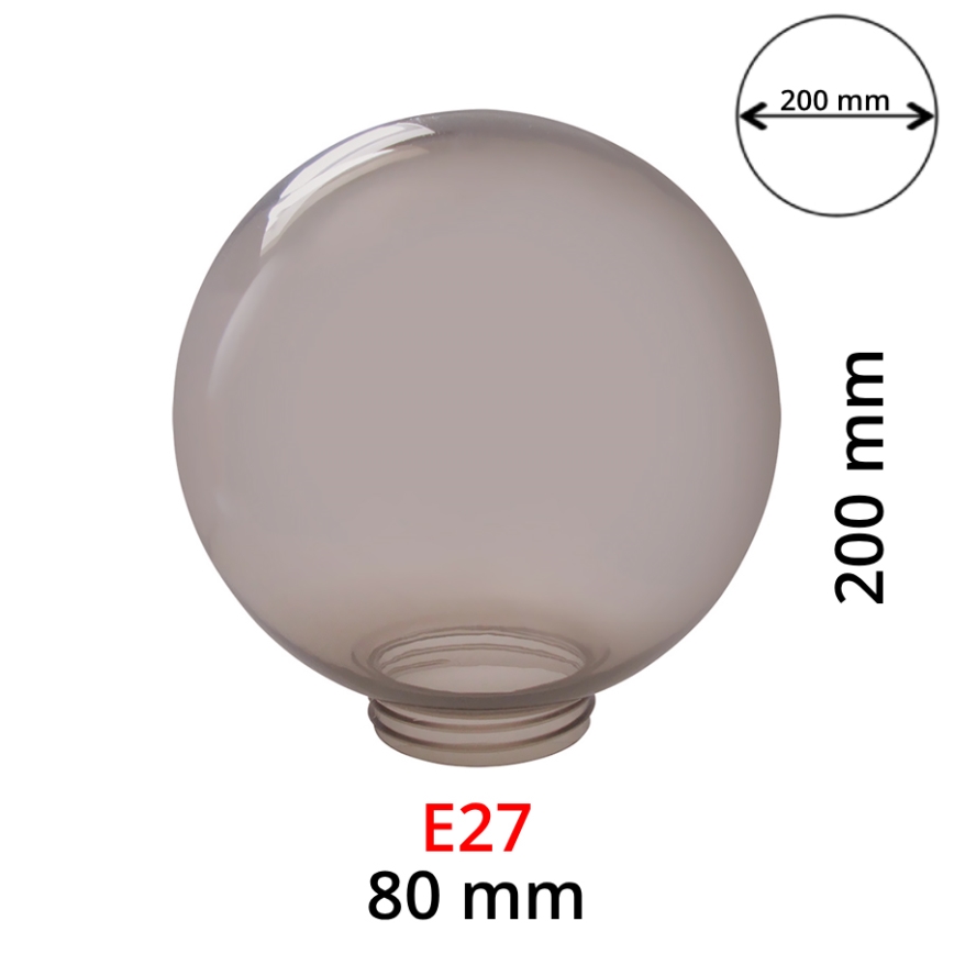 Rezervni zadimljeni abažur za zidno svetlo, kompatibilan sa grlima E27, prečnik 20 cm