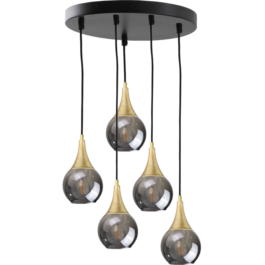 Zamensko staklo za luster LACRIMA SMOKY E27, fi 15 cm, u dimljenoj crnoj boji