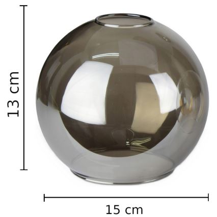 Zamensko staklo za luster LACRIMA SMOKY E27, fi 15 cm, u dimljenoj crnoj boji