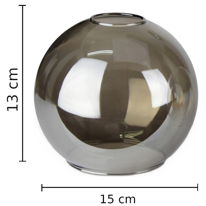 Zamensko staklo za luster LACRIMA SMOKY E27, fi 15 cm, u dimljenoj crnoj boji