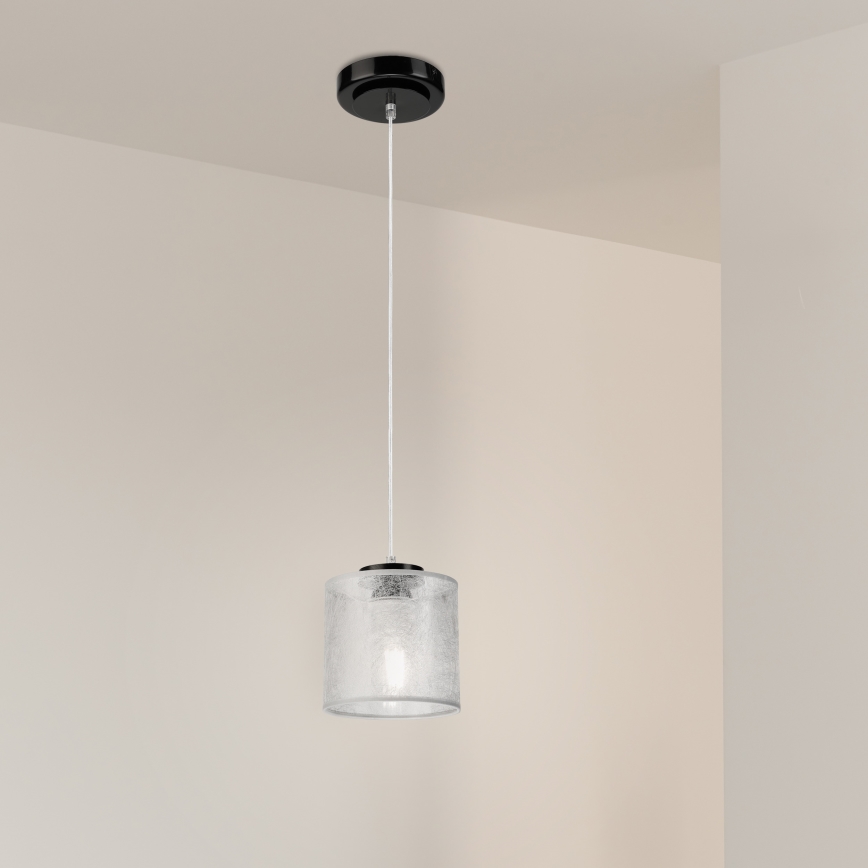 Zavesni luster ROSA na kablu 1xE27/60W/230V crna/siva