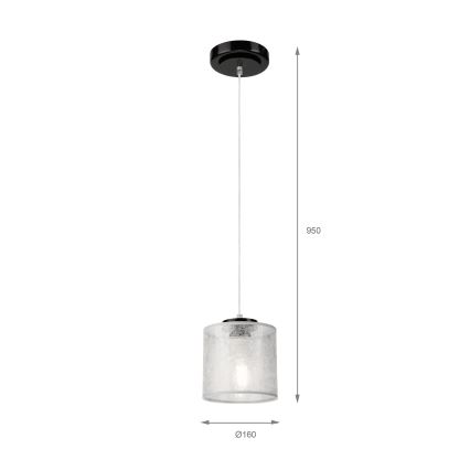 Zavesni luster ROSA na kablu 1xE27/60W/230V crna/siva
